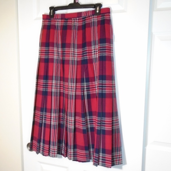 Vintage Pendleton Wool Tartan Plaid Maxi Skirt Red Preppy Old Money Classical - Picture 4 of 10